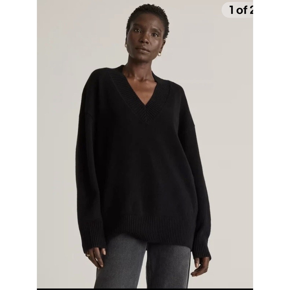 Quince Black V-Neck Sweater